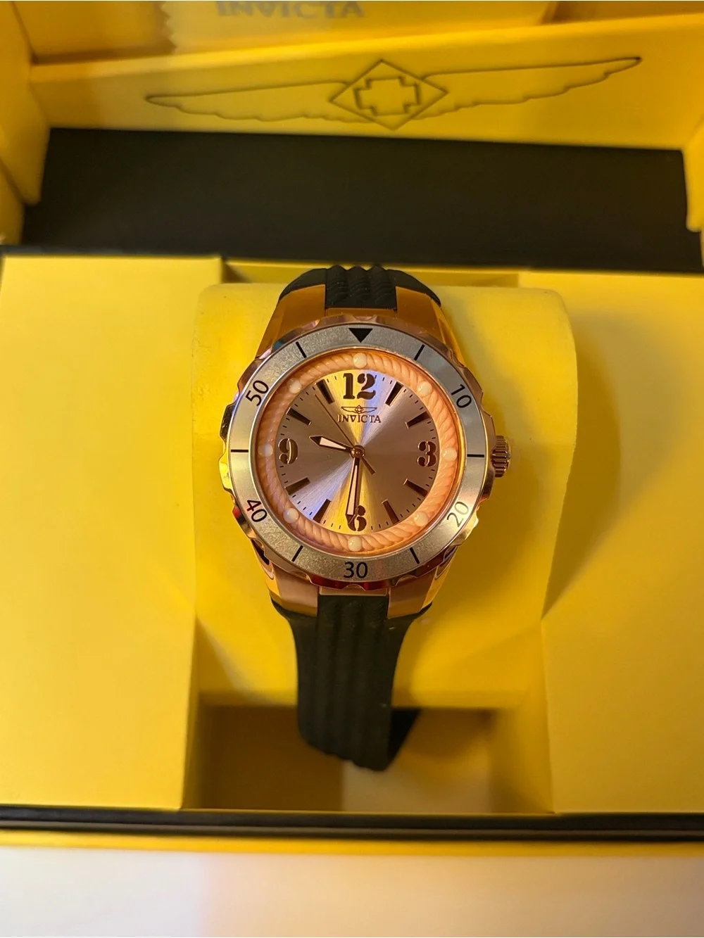 Invicta Angel Divine Messenger Of Time- 38MM Rose Gold Plated Trinite Glow Watch